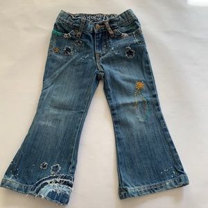 Gap Kids Embroidered Stars Rainbow Boho Flare Jeans Size 3